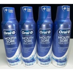 4 Bottles of Oral-B MOUTH SORE Oral Rinse Mouthwash Special Care 8 oz Braces